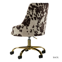 Printed Fabric Office Chair with Foam Cushion - Brown