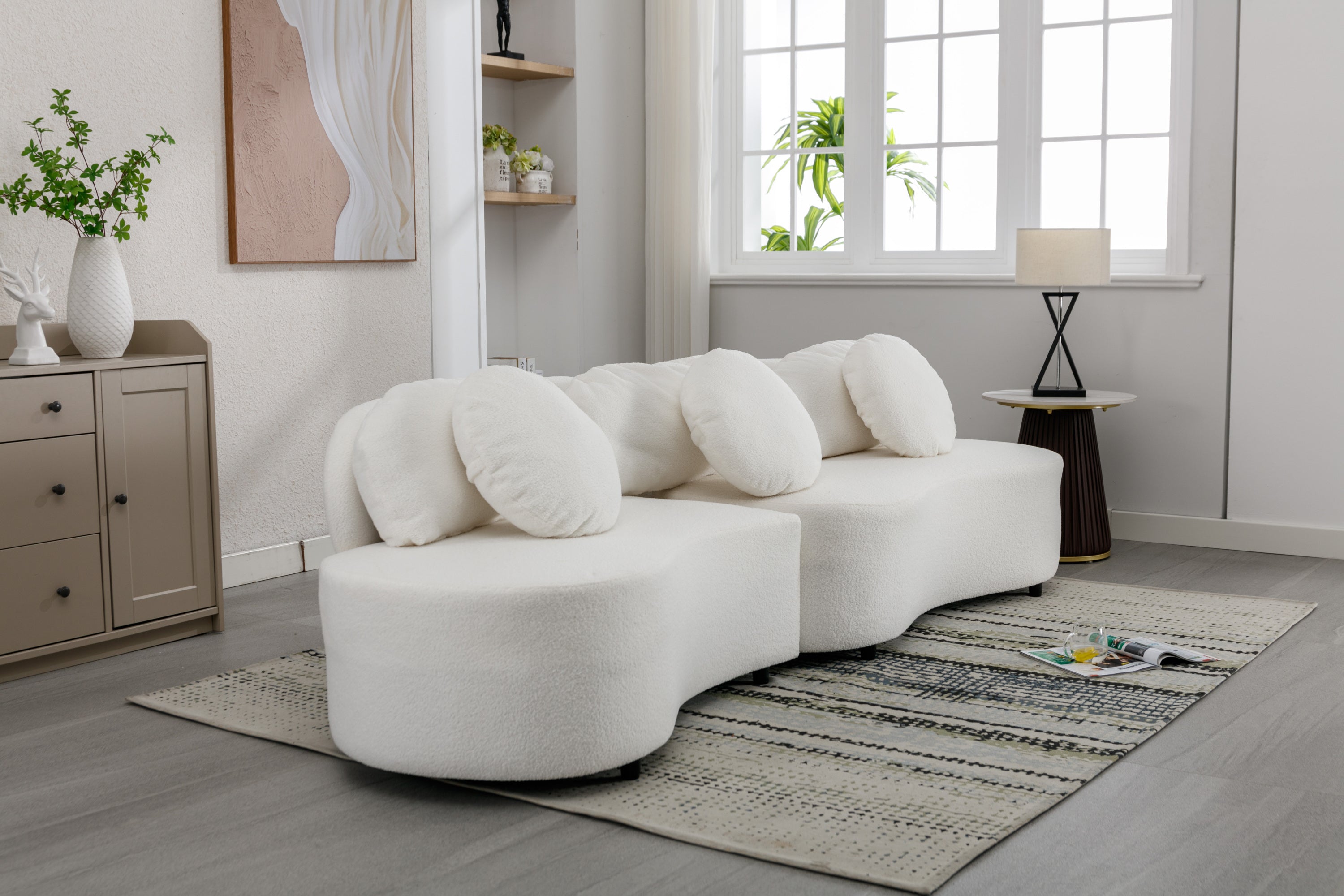 103.9" Modern Living Room Sofa Velvet Upholstered Couch Furniture - Beige