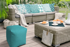 Turquoise Indoor/Outdoor Pouf - Zipper Cover Only