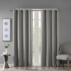50x84" Printed Heathered Blackout Grommet Top Curtain Panel - Grey