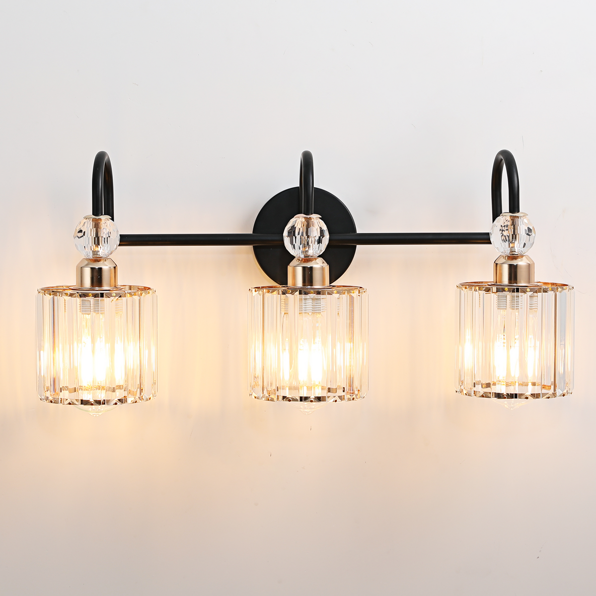 Crystal 3-Light Vanity Lighting - Black