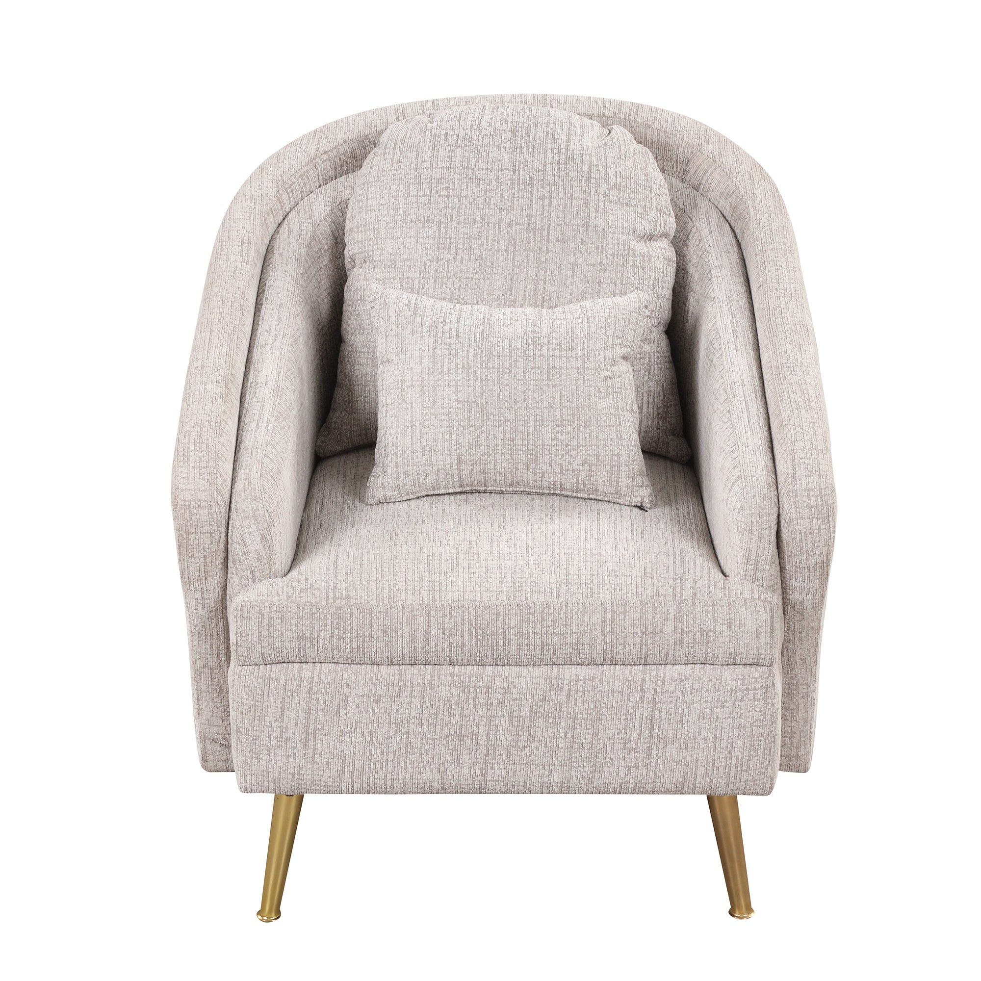Mid-Century Accent Chair Arm Chair with Lumbar Pillow and Metal Legs - Light Grey