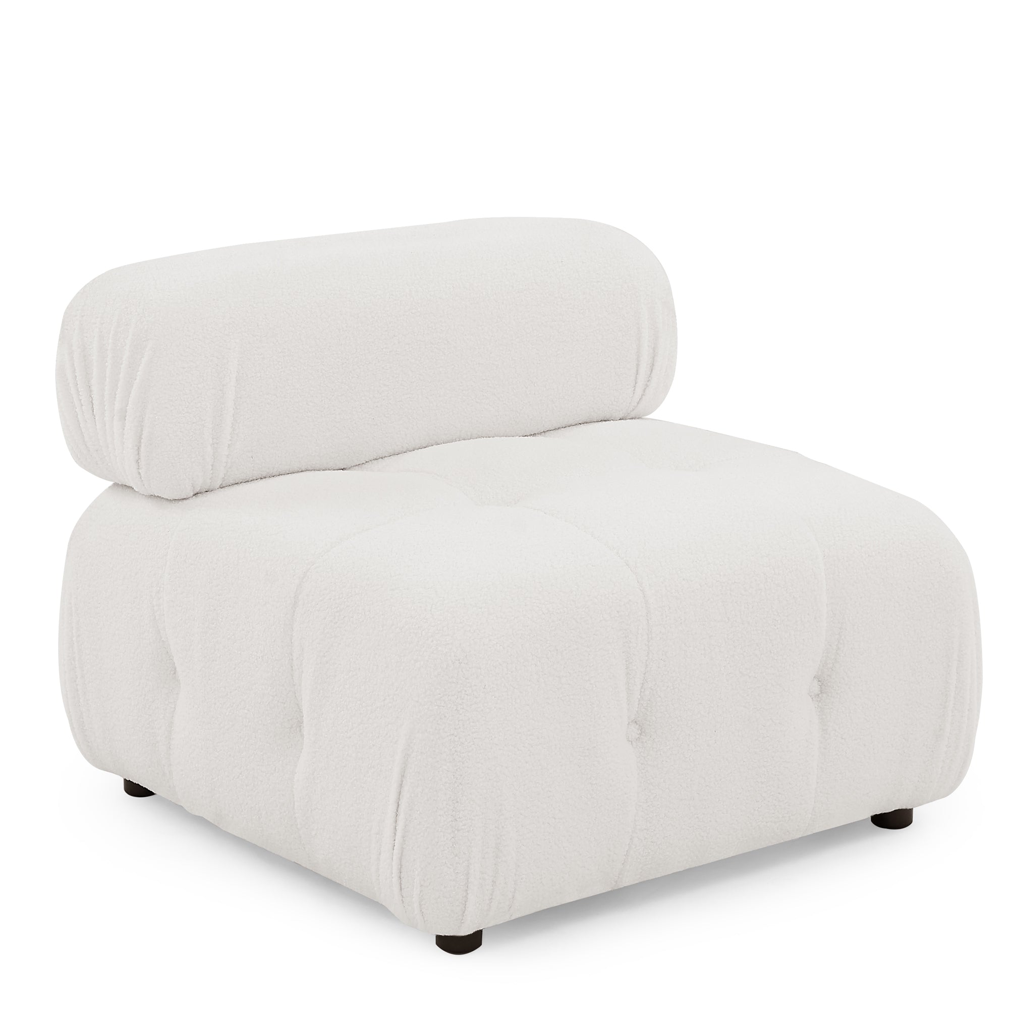 Modular Sectional Sofa, Button Tufted Designed and DIY Combination,L Shaped Couch with Reversible Ottoman - Ivory Teddy Fabric