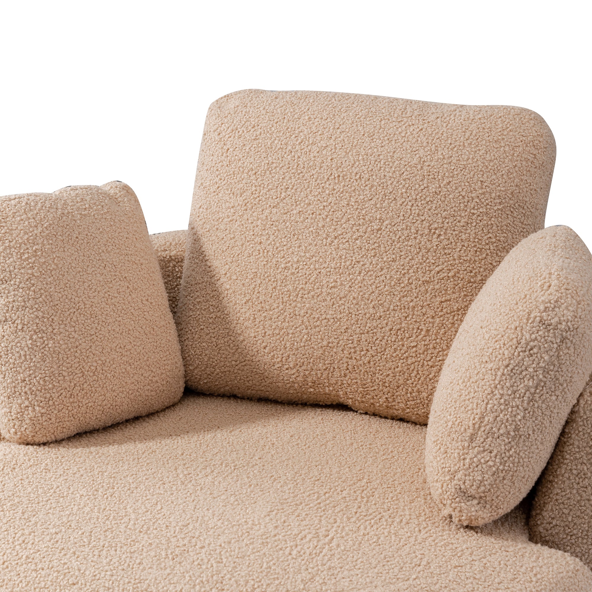 42.2" Cozy Club Chair, Swivel Barrel Chair With 3 Pillows, Swivel Round Sofa Modern Arm Chair - Light Camel