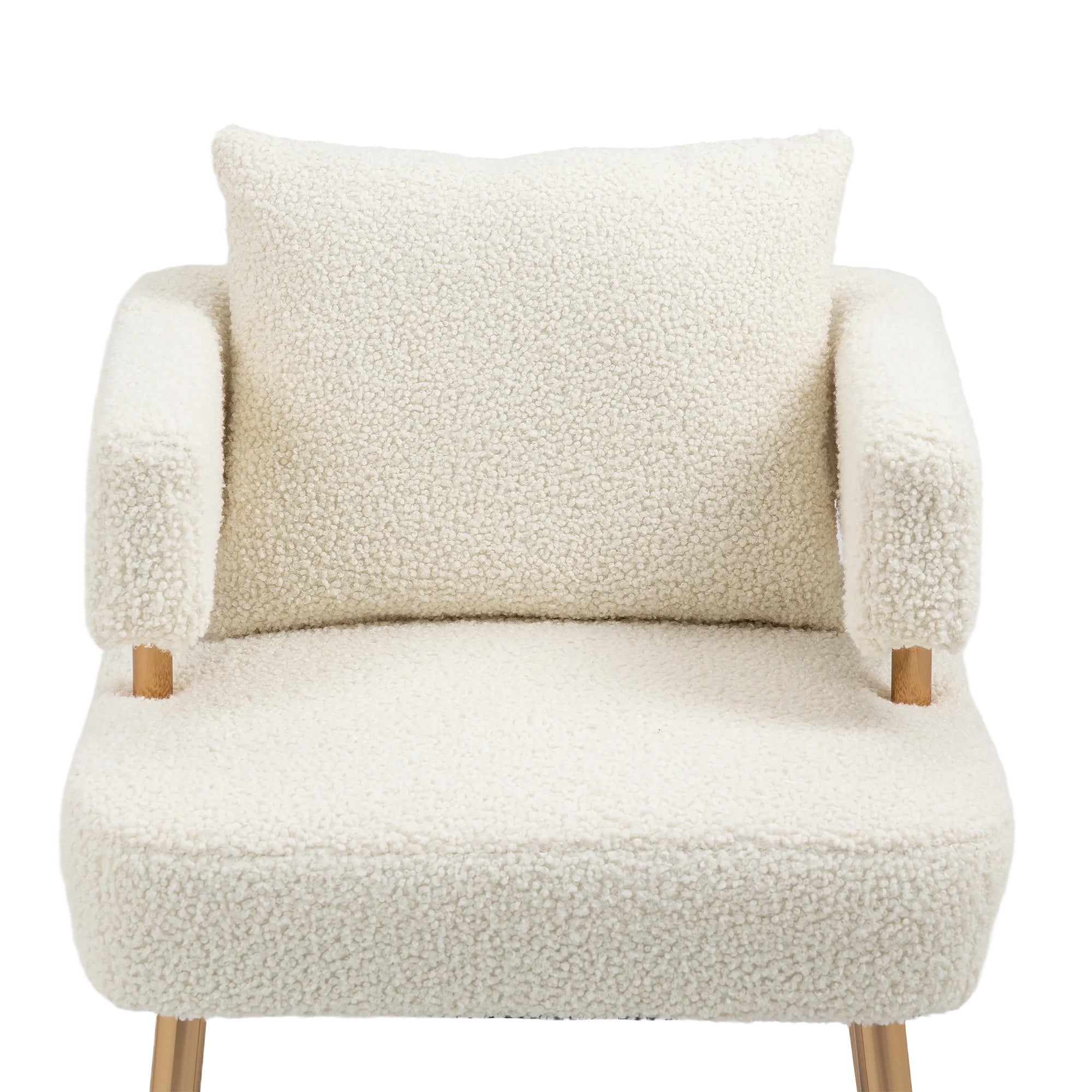 Accent Chair with Golden Feet - White Teddy