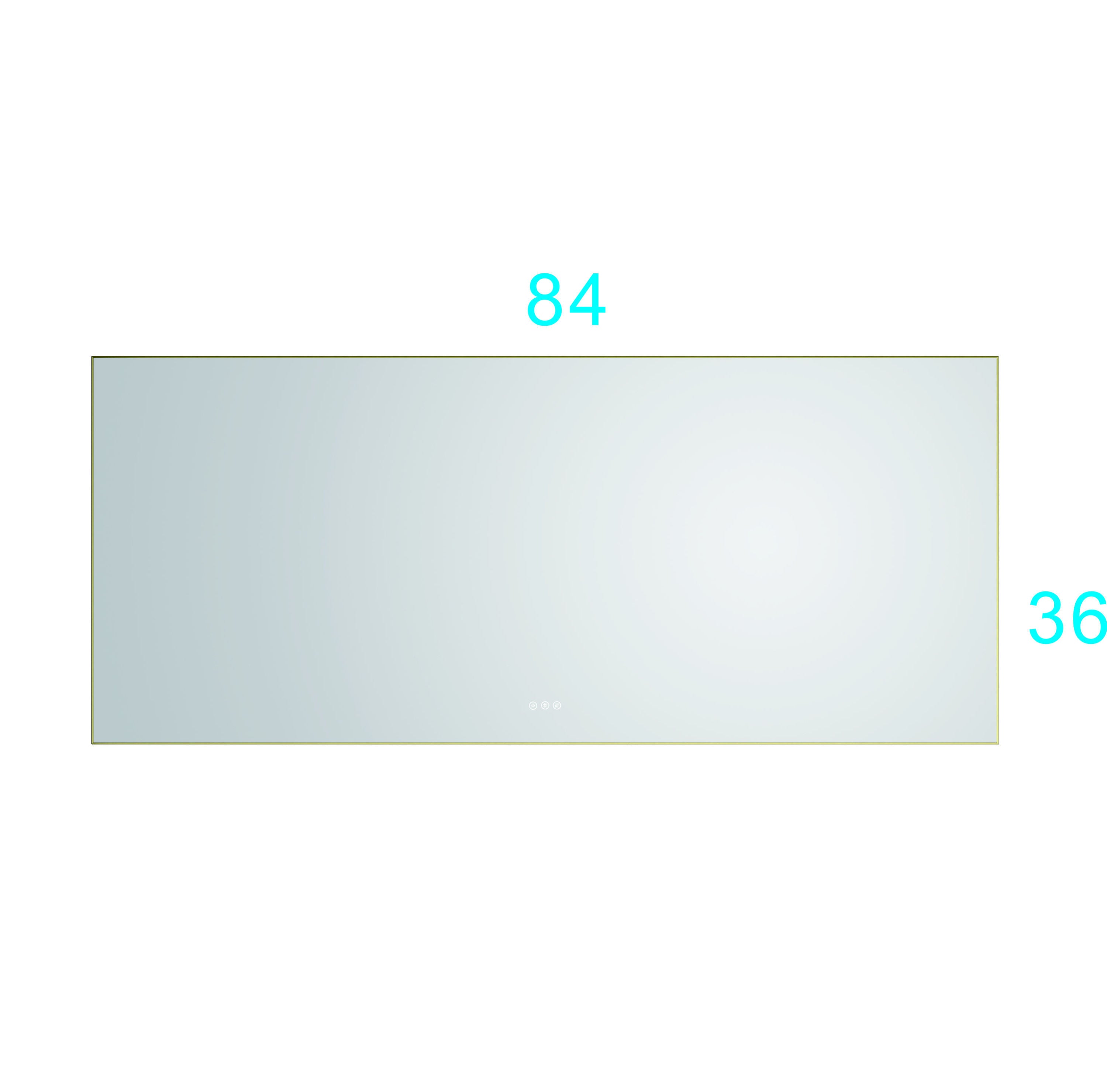 84x 36Inch LED Mirror Bathroom with Back Light, Anti-Fog Memory Large
