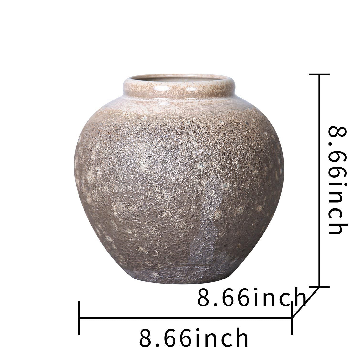 Artisanal Piece Vintage Sand Ceramic Vase 8.7"D x 8.7"H