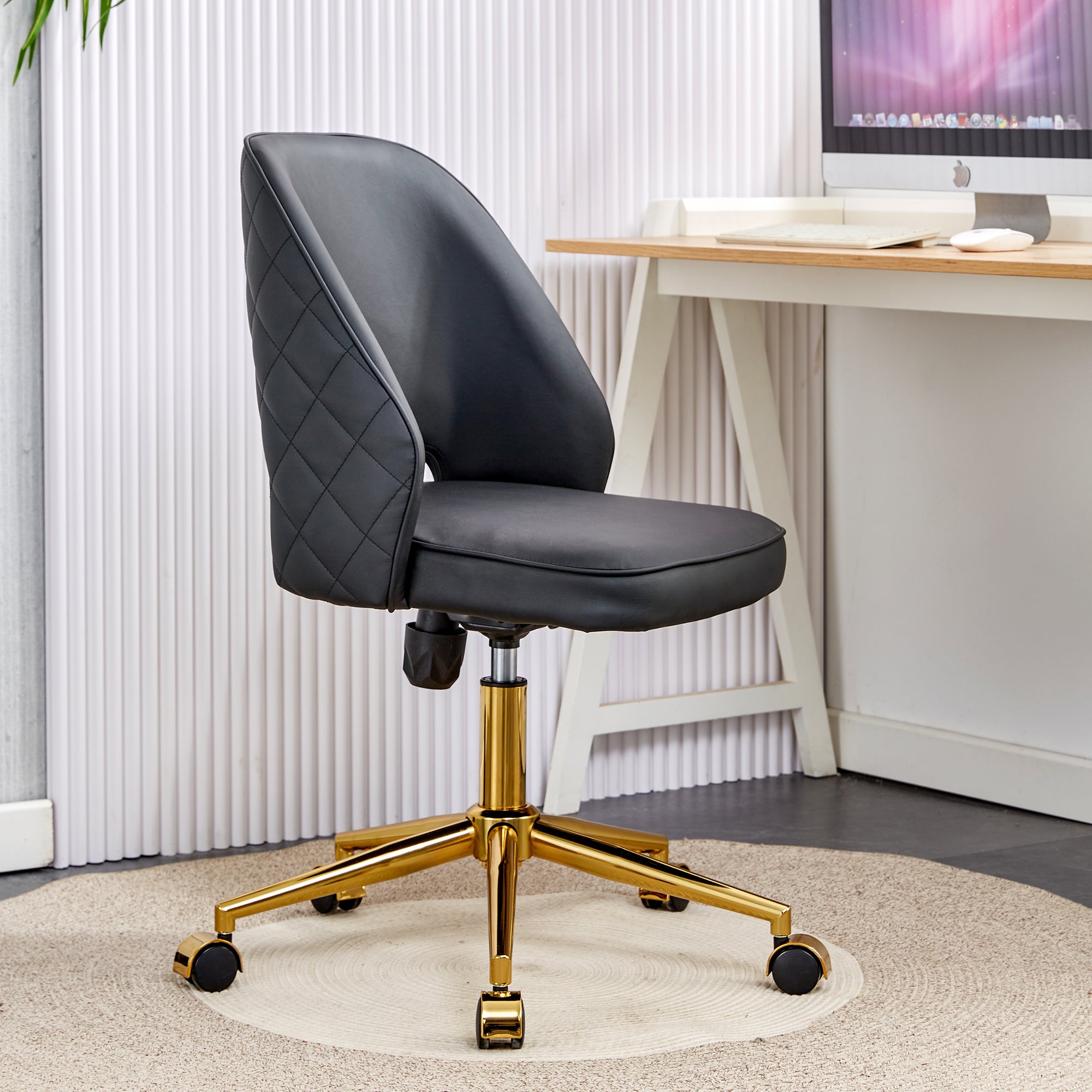 Modern Office Chair Adjustable 360 ° Swivel Chair - Black