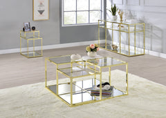 Uchenna Sofa Table, Clear Glass & Gold Finish
