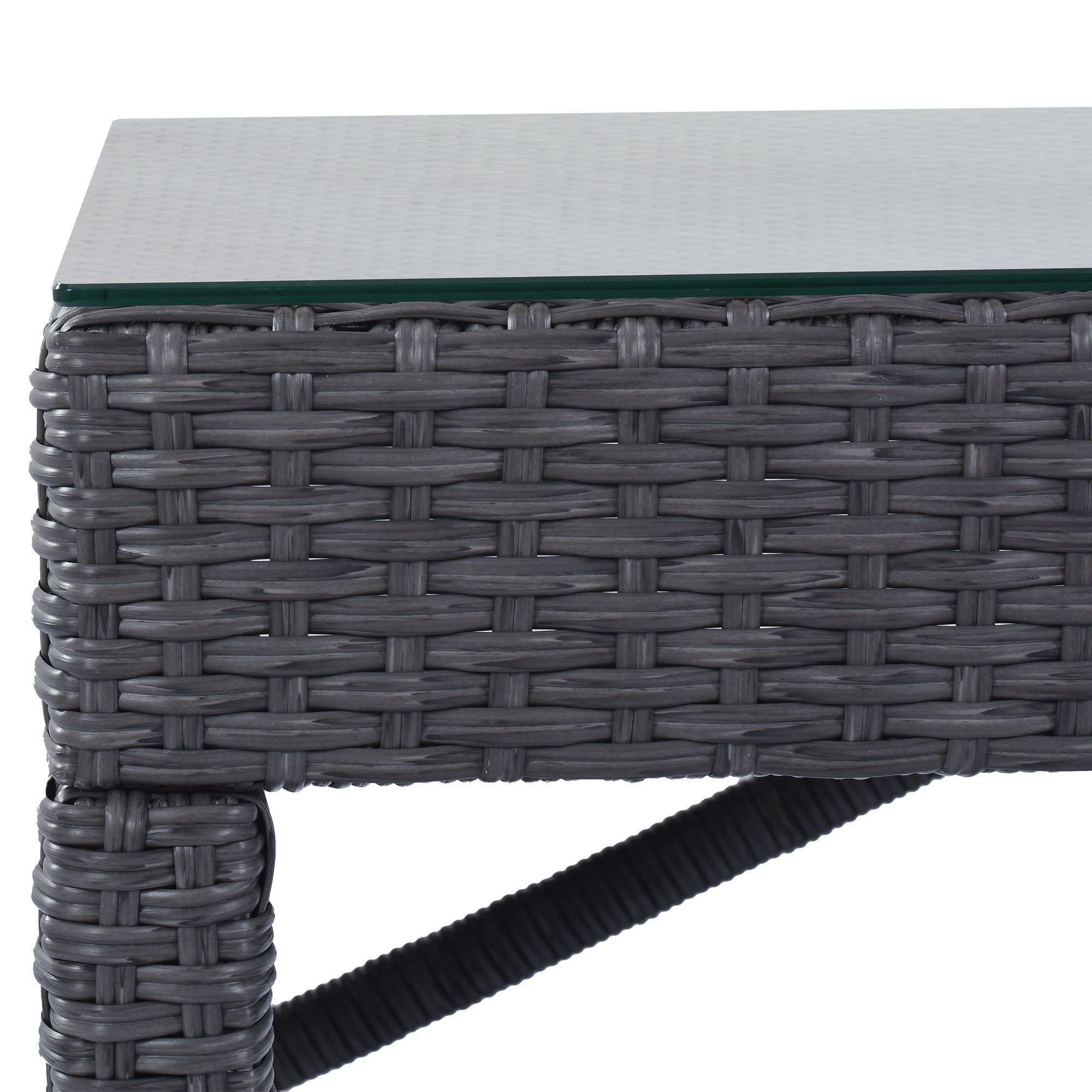 5-piece Rattan Outdoor Patio Furniture Set Bar Dining Table Set with 4 Stools - Gray Cushion + Gray Wicker