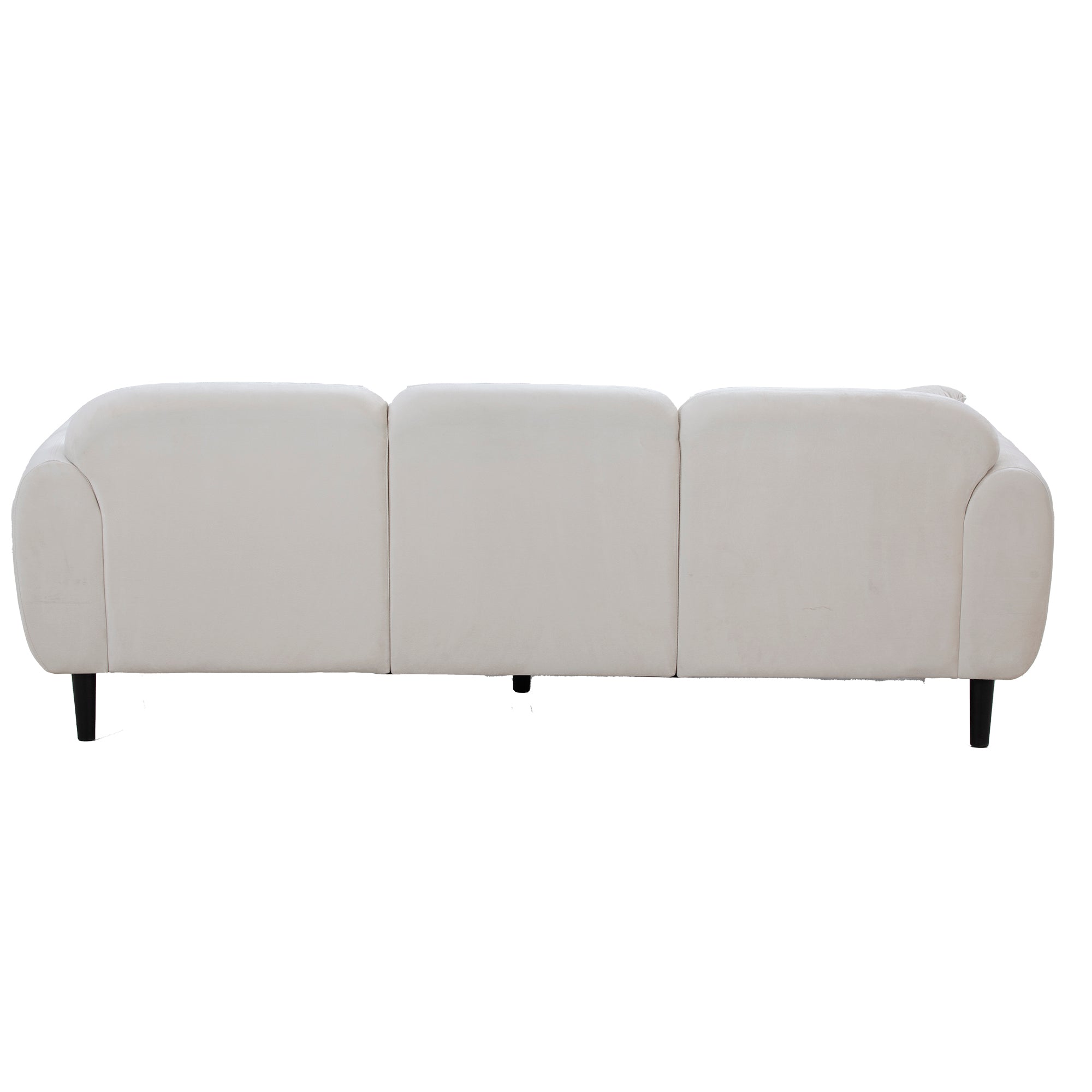 Mid Century Modern 3 seater Couch Velveteen sofa with solid wood leg - Beige