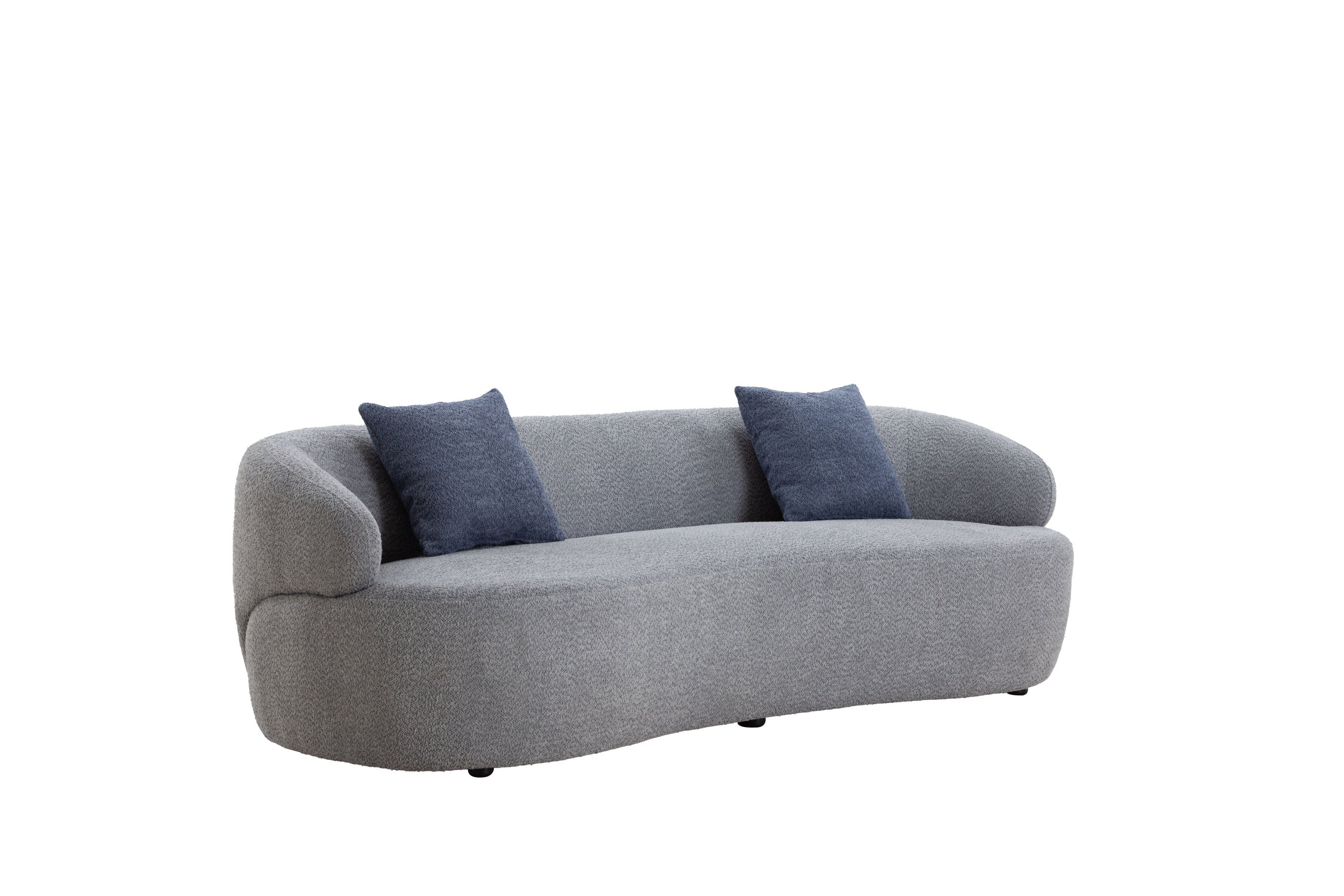 Mid Century Modern Curved Sofa, 3 Seat Cloud couch Boucle sofa Fabric Couch for Living Room, Bedroom, Office - Grey
