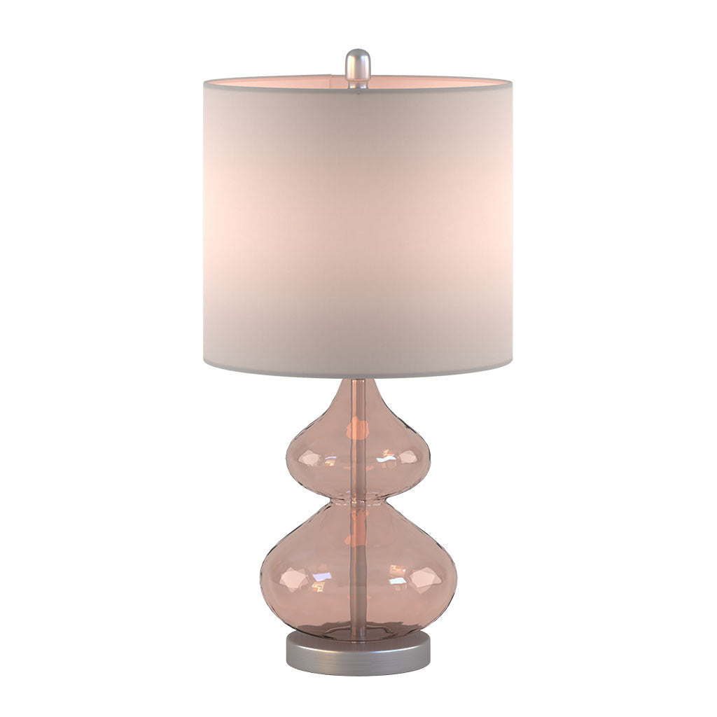 Pastel Curved Glass Table Lamp (Set of 2) - Pink