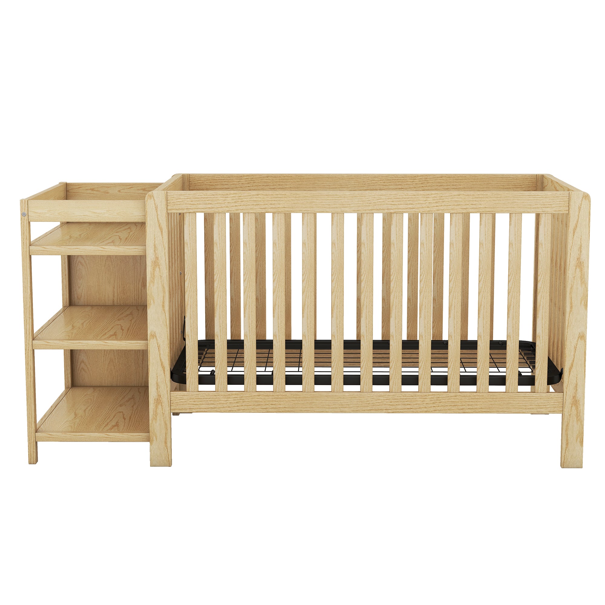 Convertible Crib/Full Size Bed with Changing Table - Natural