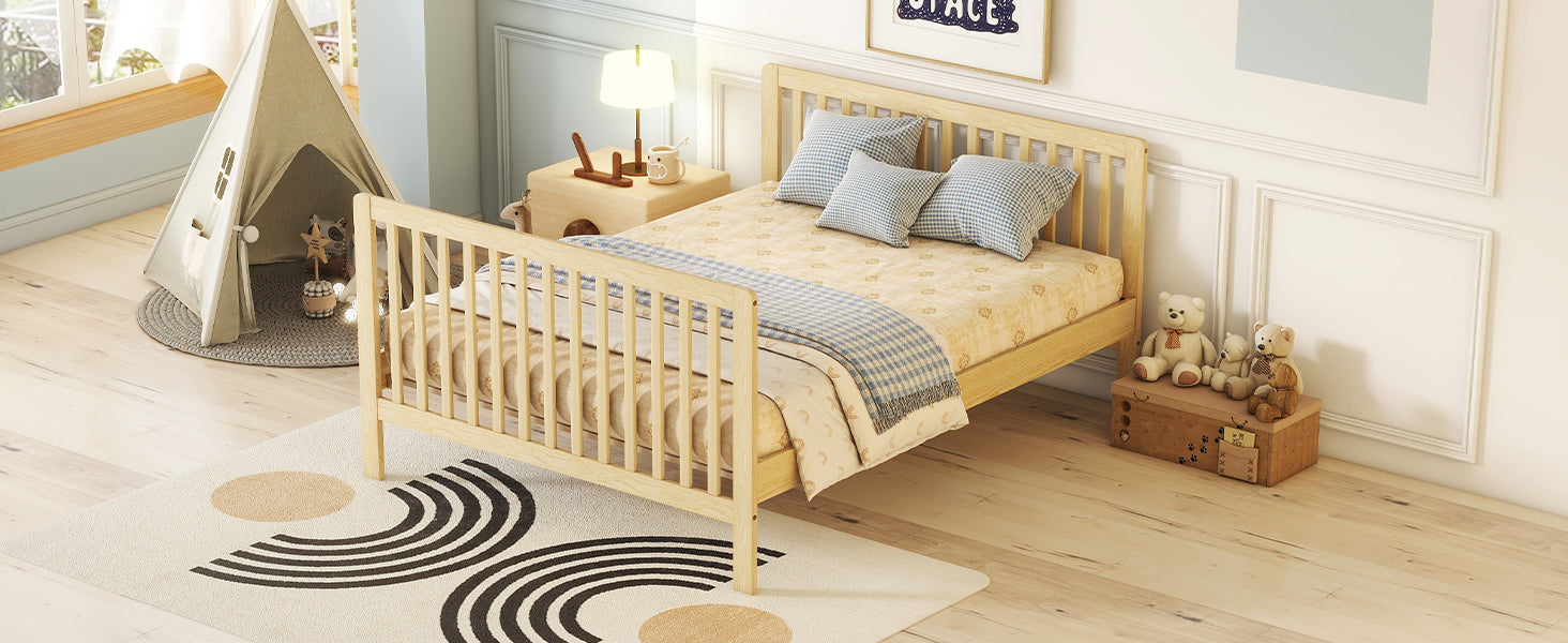 Convertible Crib/Full Size Bed with Changing Table - Natural