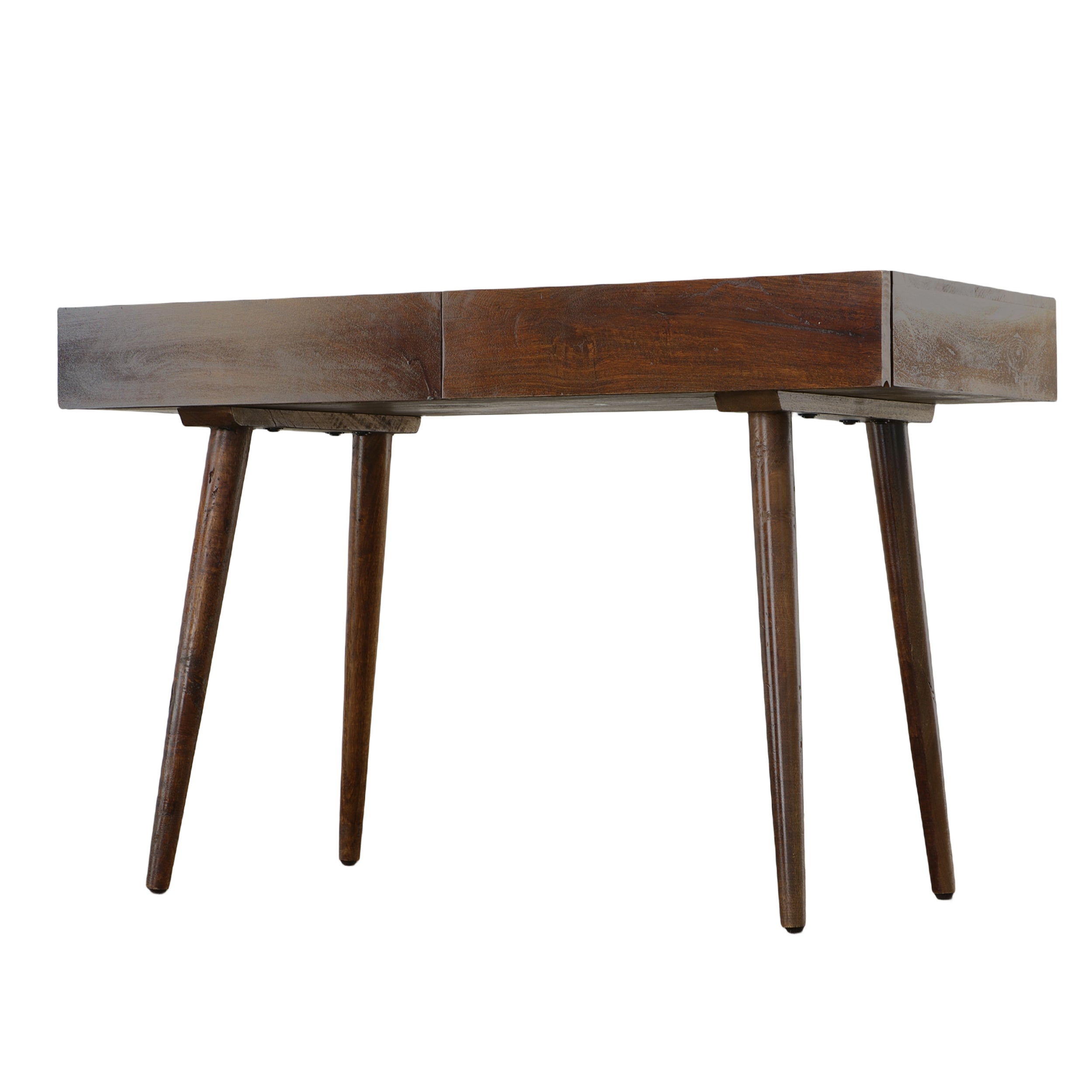 Mango Wood Writing Desk with 2 Drawers and Tapered Legs - Brown
