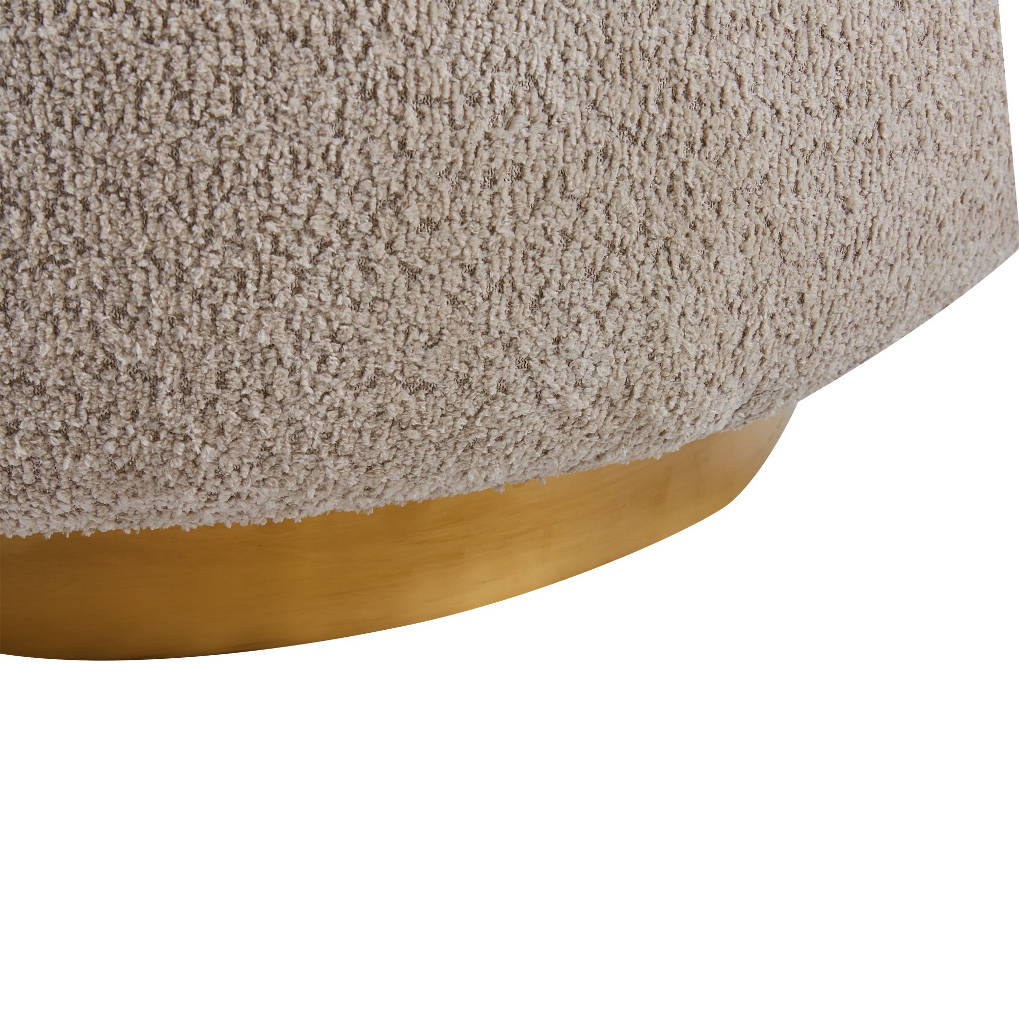 Wool Fabric Swivel Accent Armchair Barrel Chair With Gold Metal Ring,Cream BC-430
