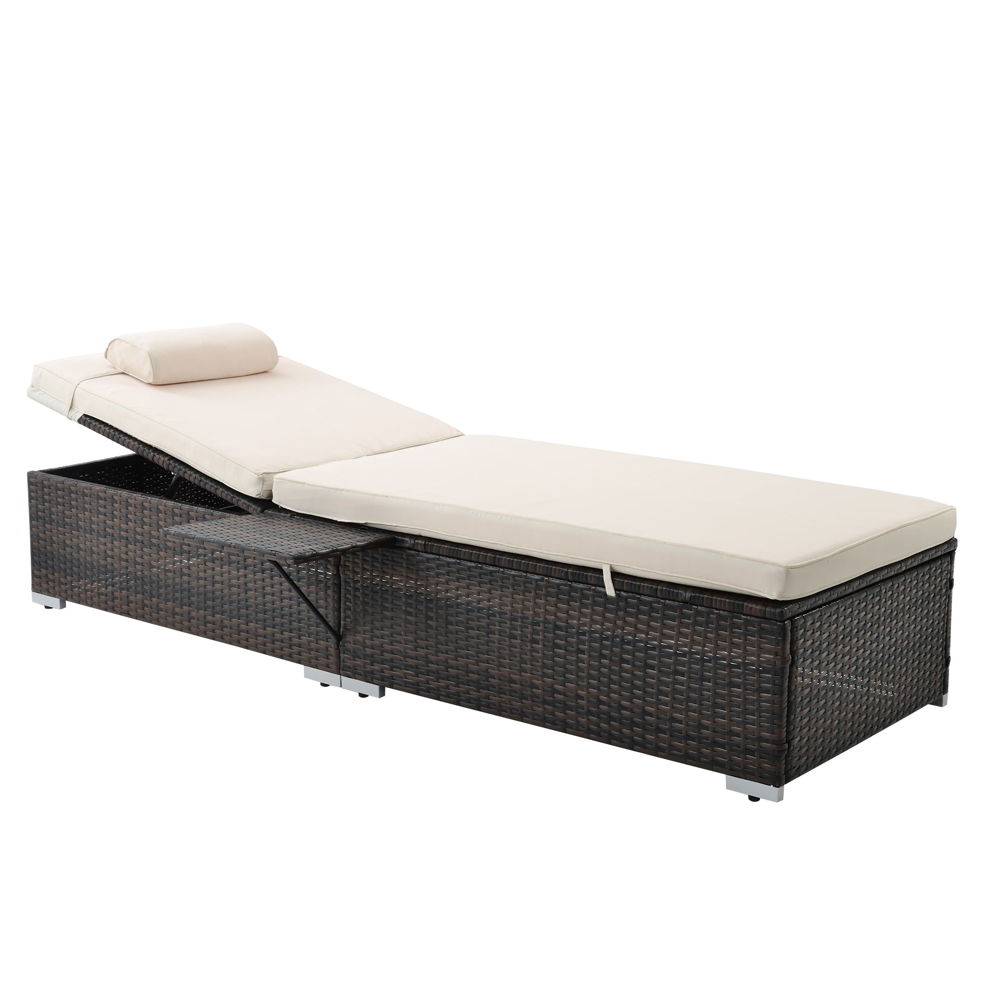 Outdoor 2 Patio Recliner Chairs with Side Table