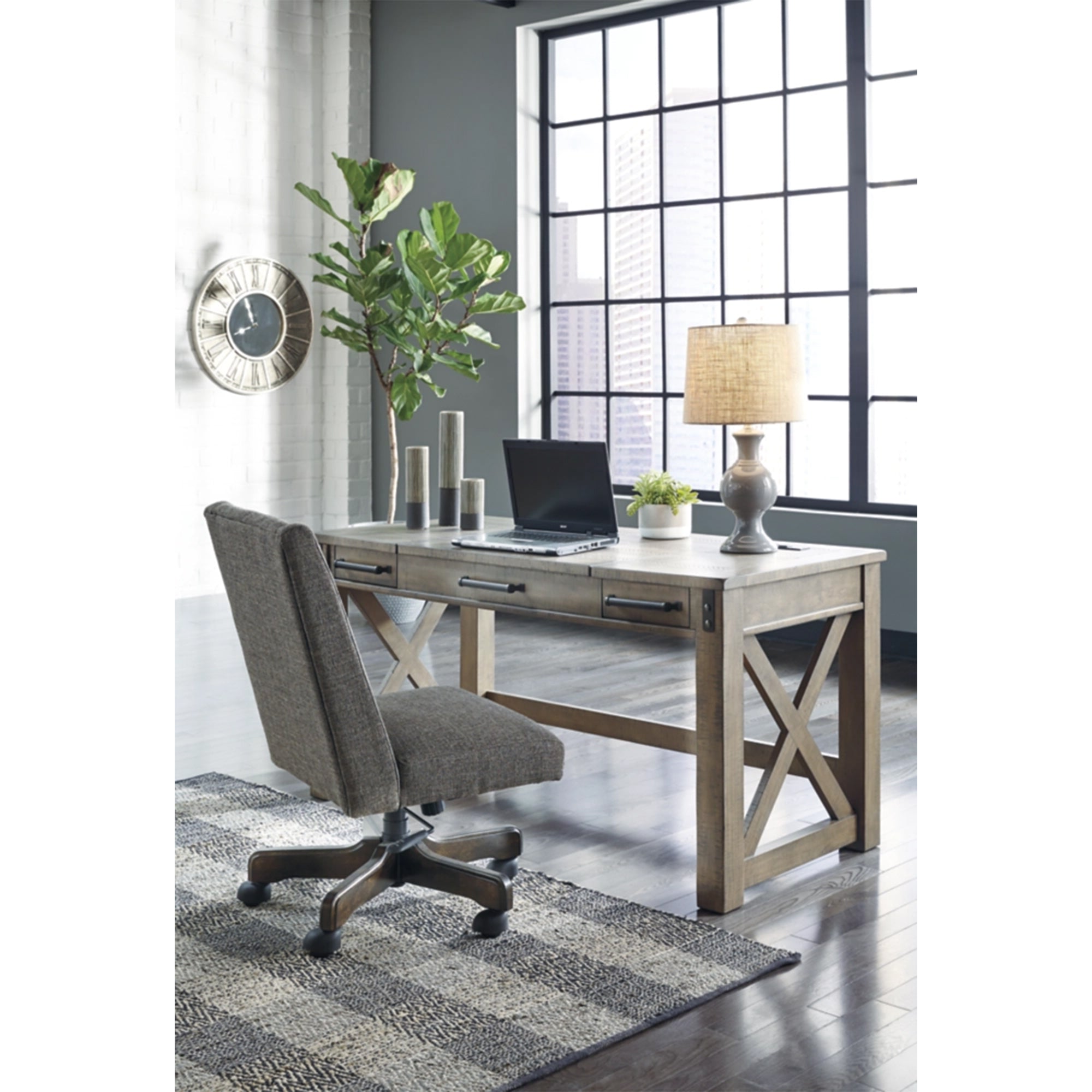Rustic Home Office Lift Top Desk - Gray