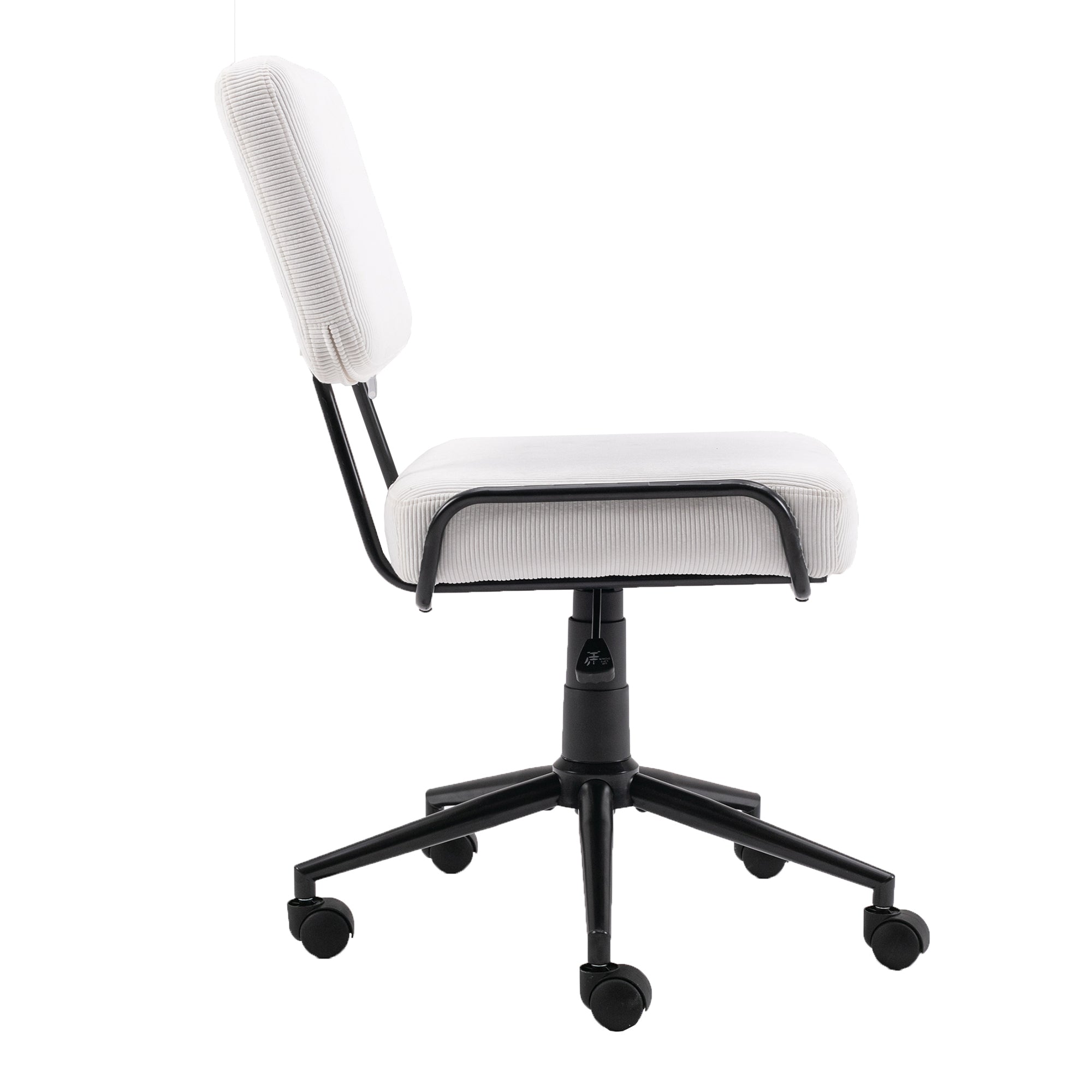 Corduroy Desk Swivel Rolling Chair with Wheels - White
