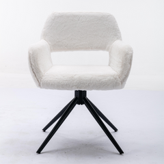 Swivel Dining Chairs with Elegant Metal Leg, Rotate Left and Right 90 Degrees (Set of 2) - White