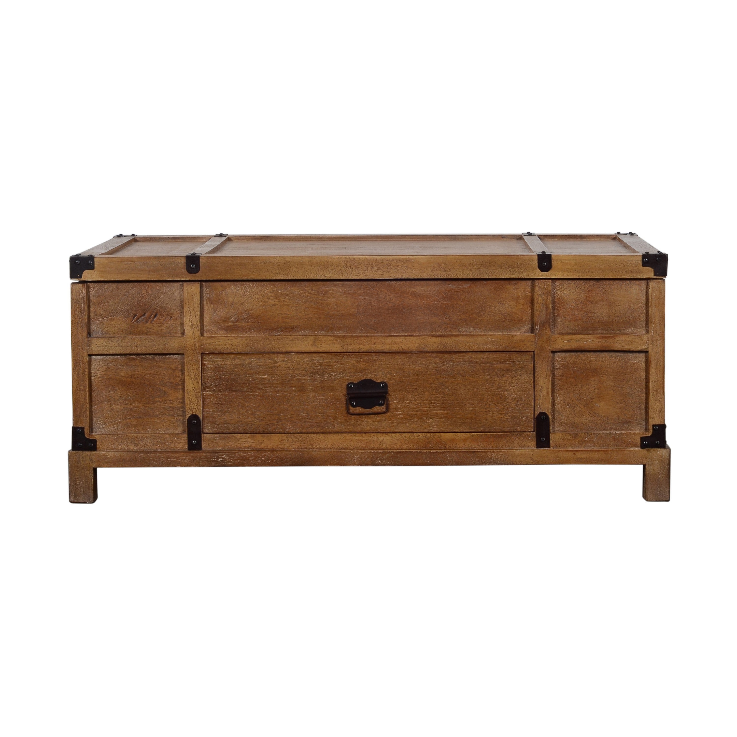 Rustic Single Drawer Mango Wood Coffee Table with Lift Top Storage - Brown
