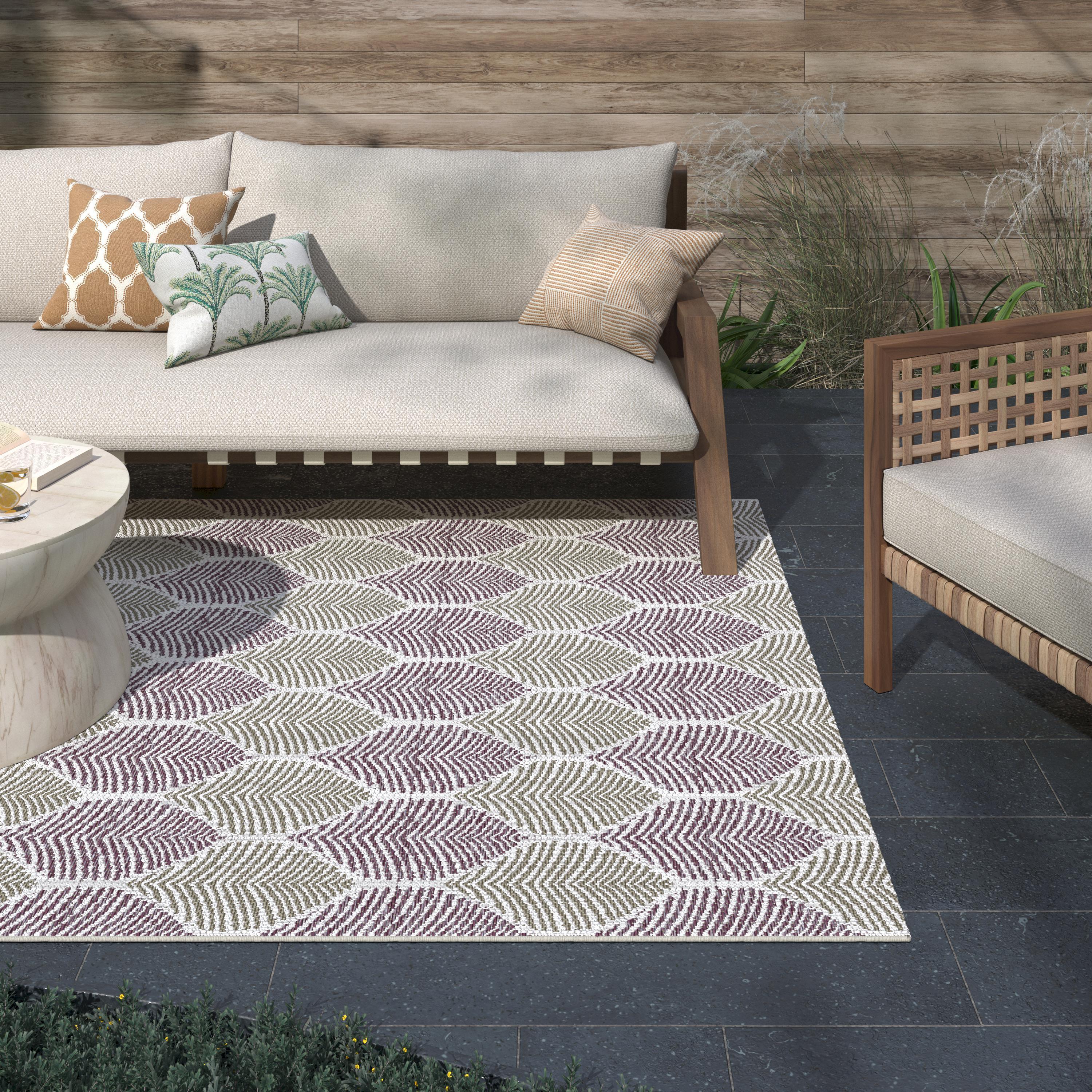 Foliage Plum, Beige Indoor / Outdoor Polypropylene Area Rug 8x10