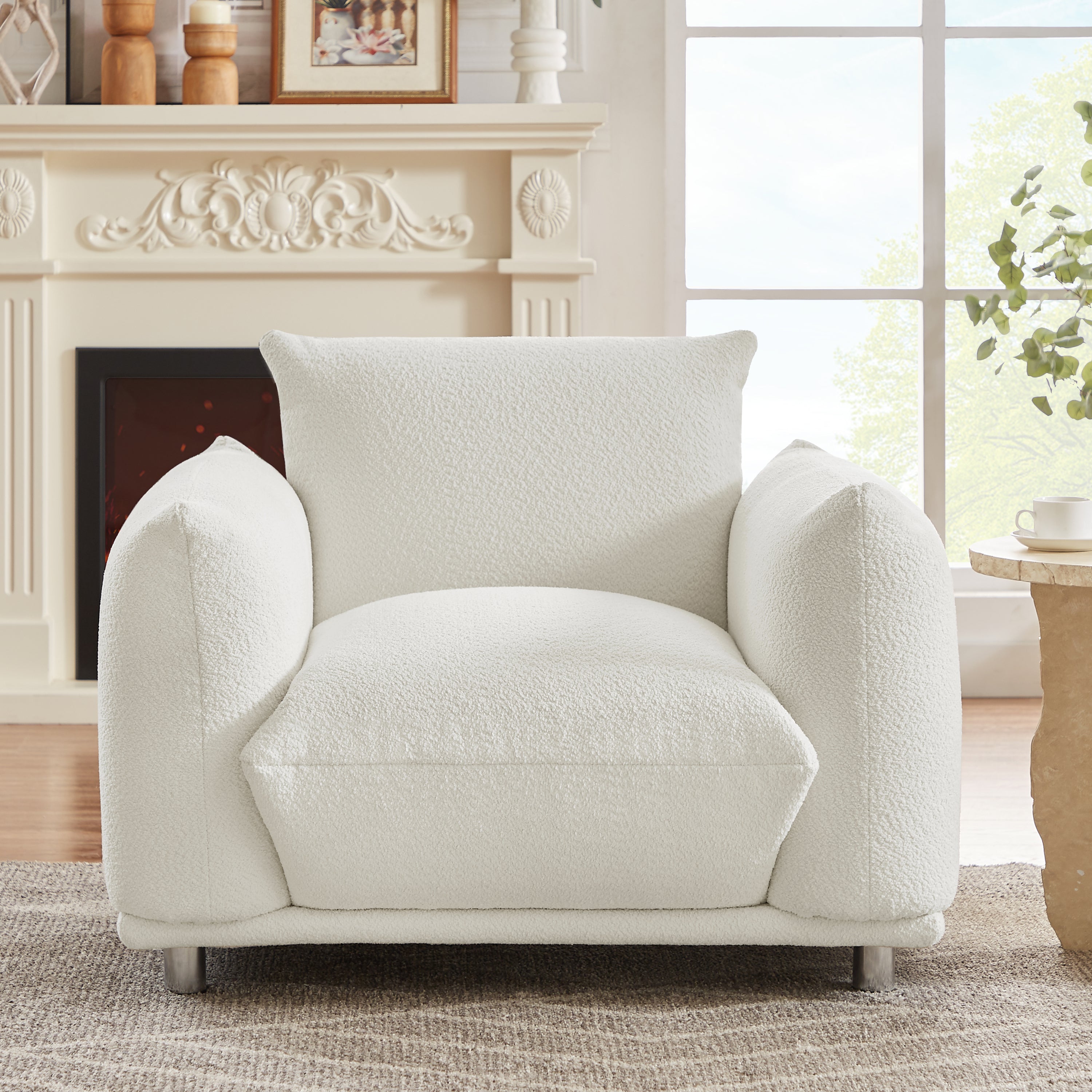 Sherpa Accent Chair Single Sofa 42"W Accent Chair - White
