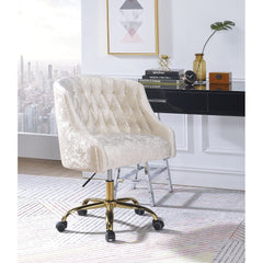 Elegant Velvet Office Chair - Vintage Cream & Gold