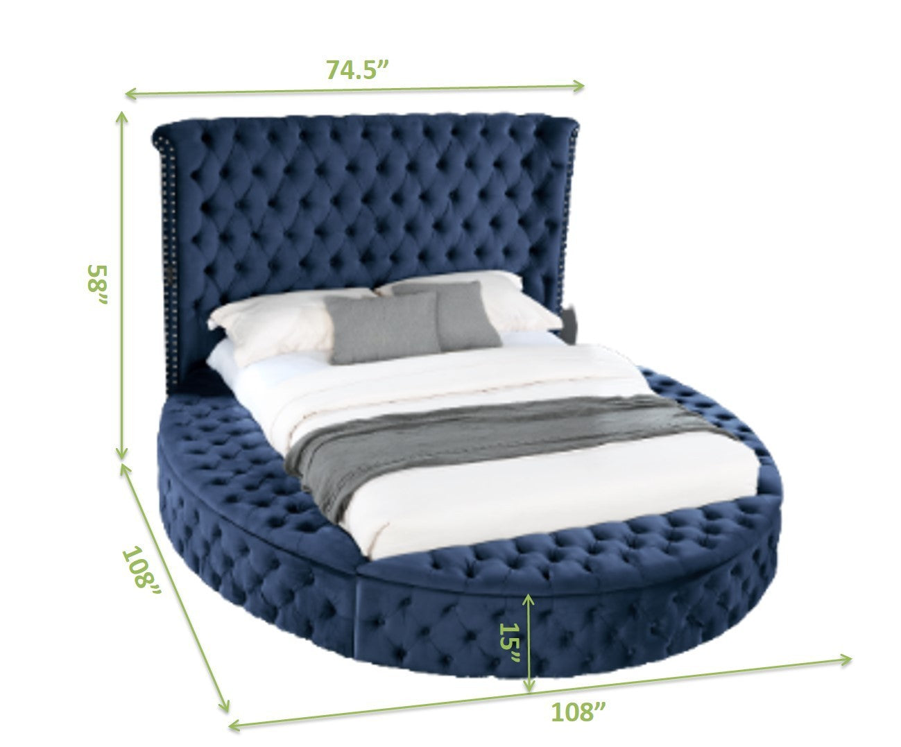 Hazel Queen Size Tufted Storage Bed made with Wood - Blue
