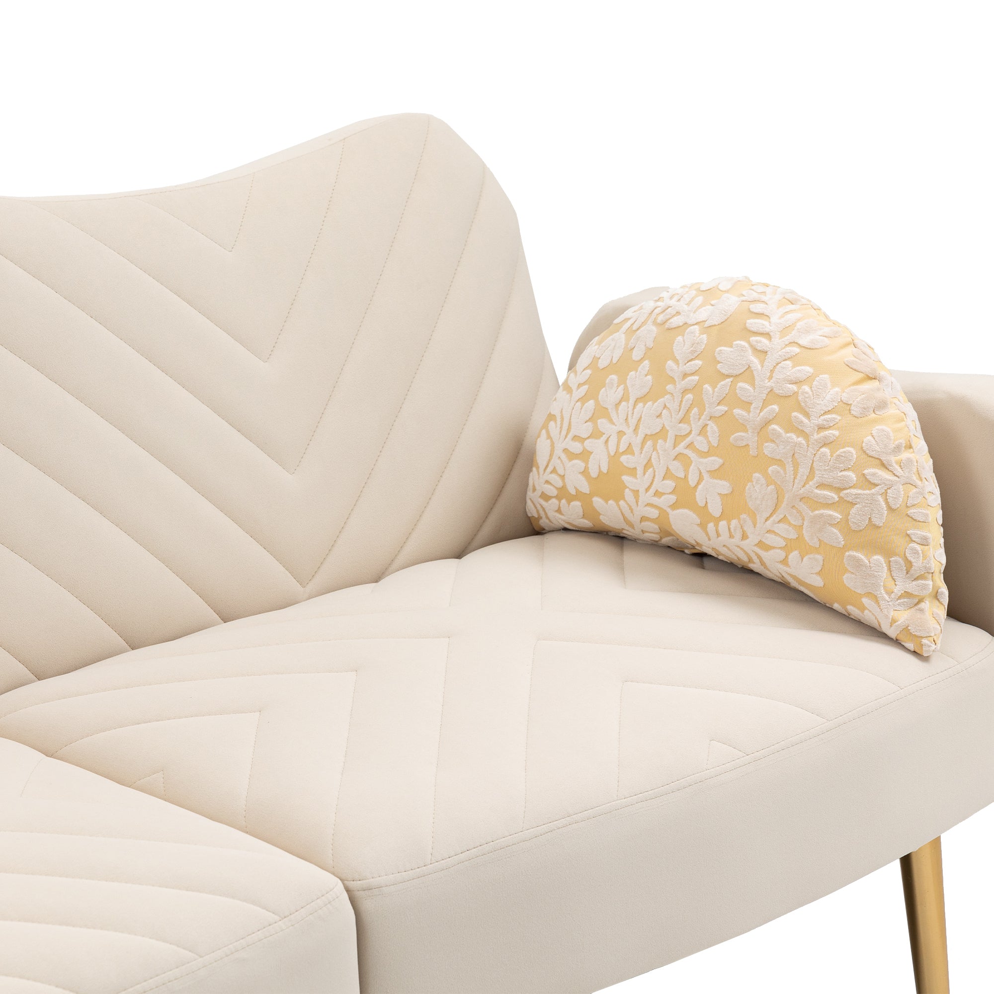 Loveseat Armrest 65 inch Modern Velvet Sofa with 2 Bolster Pillows - Beige