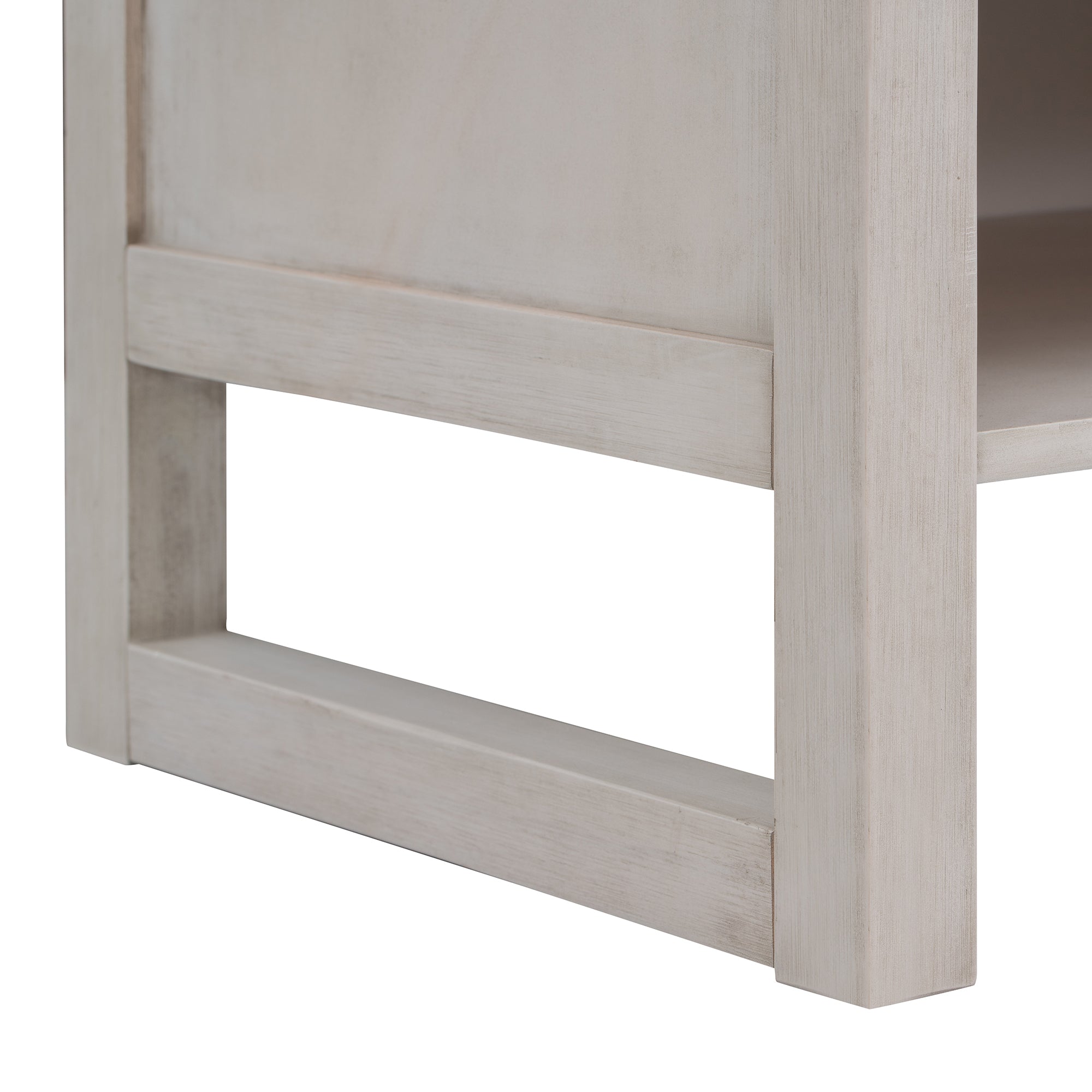 Wooden Nightstand with a Drawer and an Open Storage - Antique White