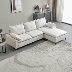 L-Shaped Linen Sectional Sofa with Left Chaise (right-facing chaise) - Beige