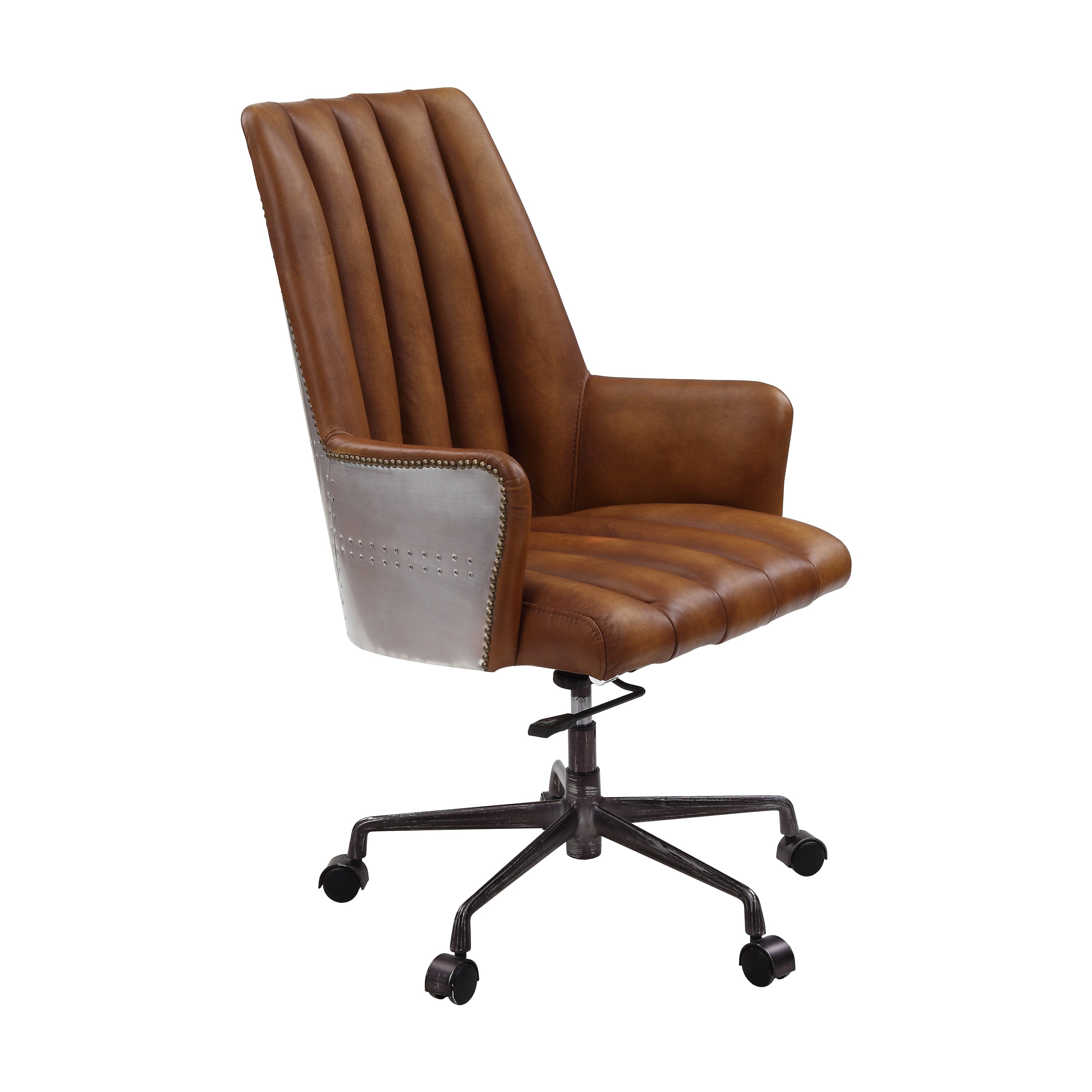 Salvol Office Chair, Sahara Leather & Aluminum - Brown