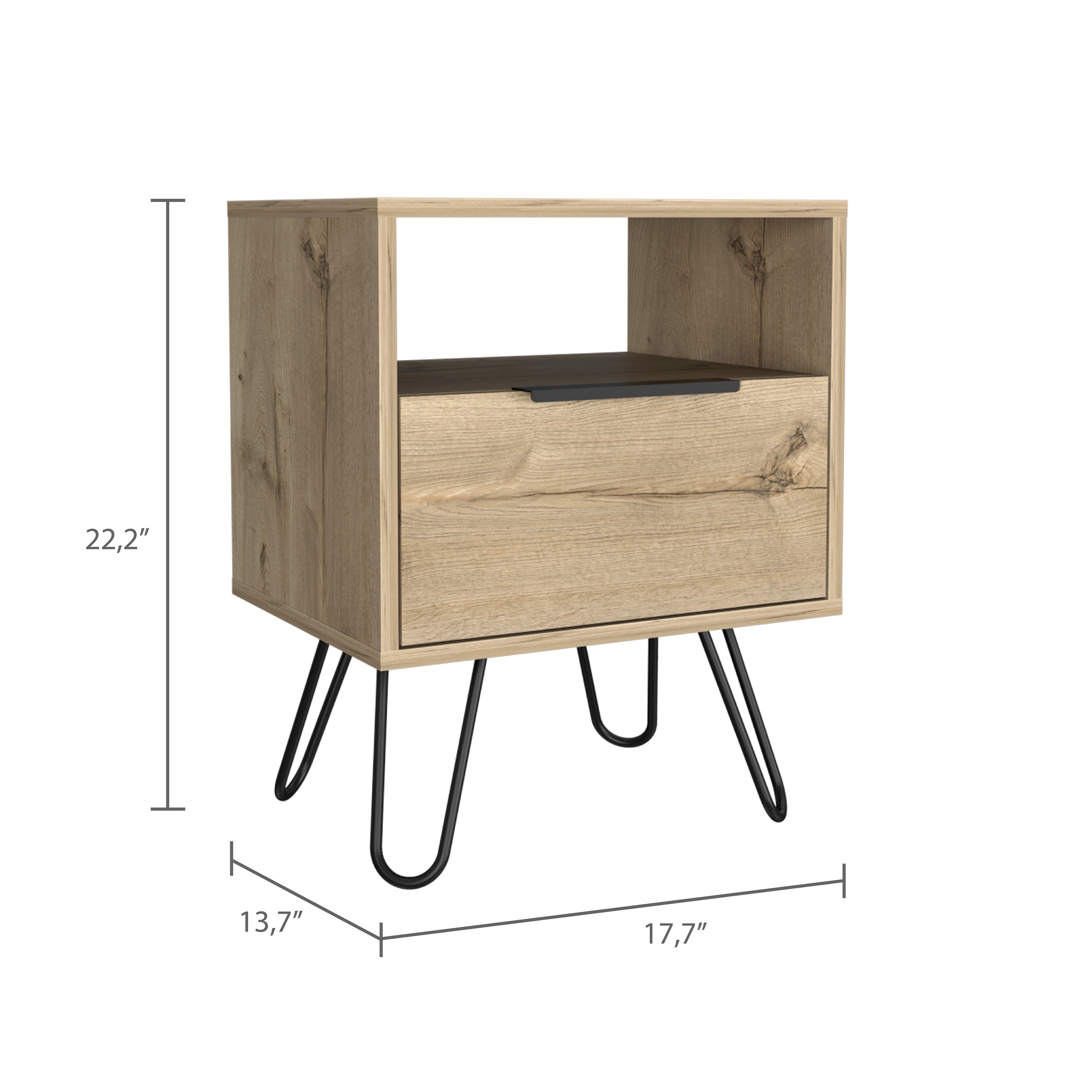 Light Oak Eagle Creek 1-Shelf 1-Drawer Nightstand