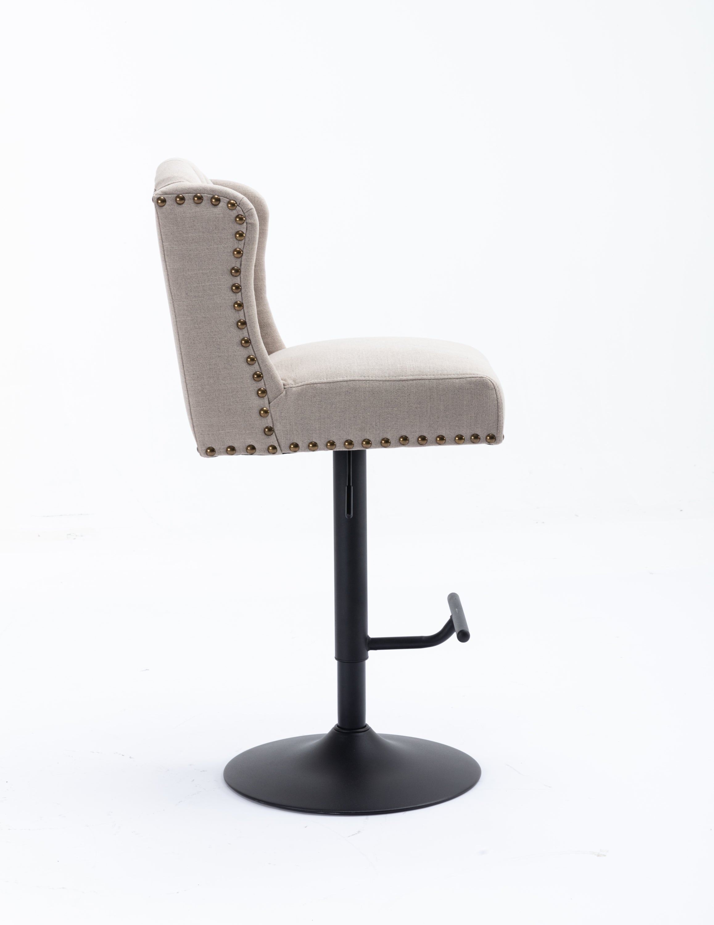 Modern Swivel Bar Stools Chair Adjustable Linen Upholstered Stool with Tufted Wing Back (Set of 2) - Cream