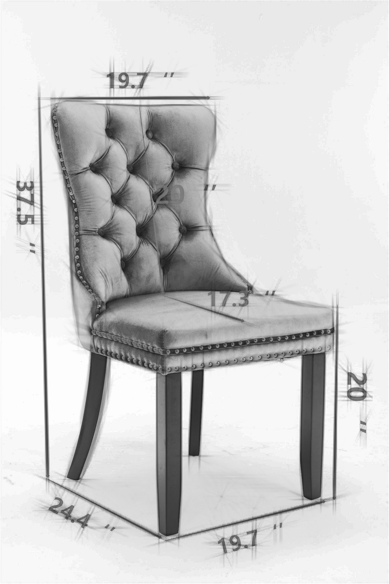 Modern High-end Tufted Velvet Upholstered Dining Chair with Wood Legs Nailhead Trim (Set of 2) -Beige
