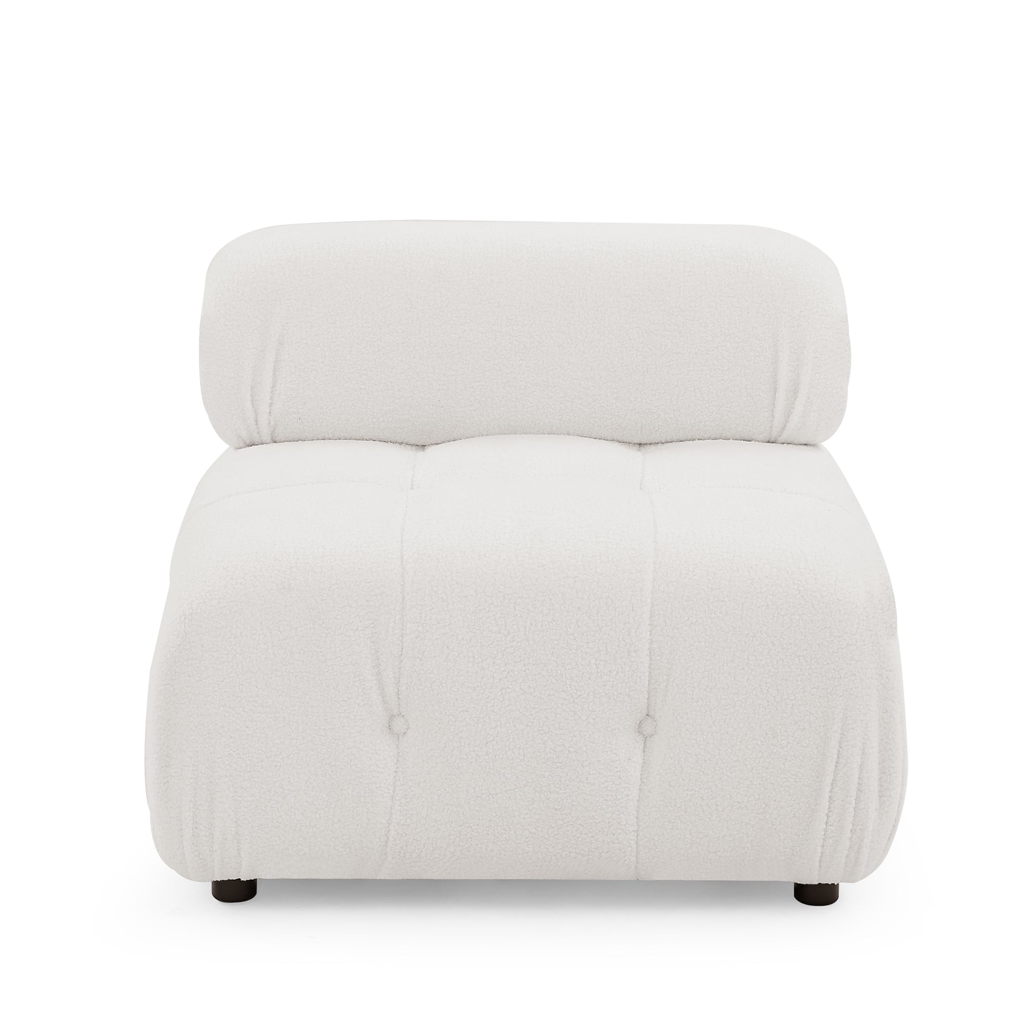 Modular Sectional Sofa, Button Tufted Designed and DIY Combination,L Shaped Couch with Reversible Ottoman - Ivory Teddy Fabric