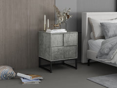 2 Drawer Nightstand,geometric elements - Cement Grey