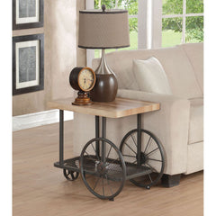 French Antique Style End Table in Oak & Antique Gray