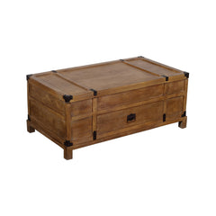 Rustic Single Drawer Mango Wood Coffee Table with Lift Top Storage - Brown