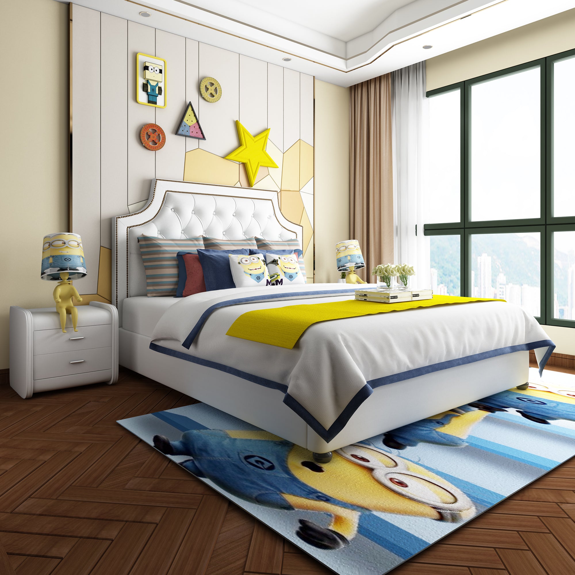 Twin Bed Frame with Button Tufted Headboard, Faux Leather Upholstered Mattress Wooden Slat Support