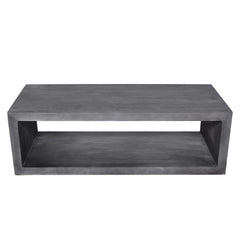 58" Cube Shape Wooden Coffee Table with Open Bottom Shelf - Charcoal Gray