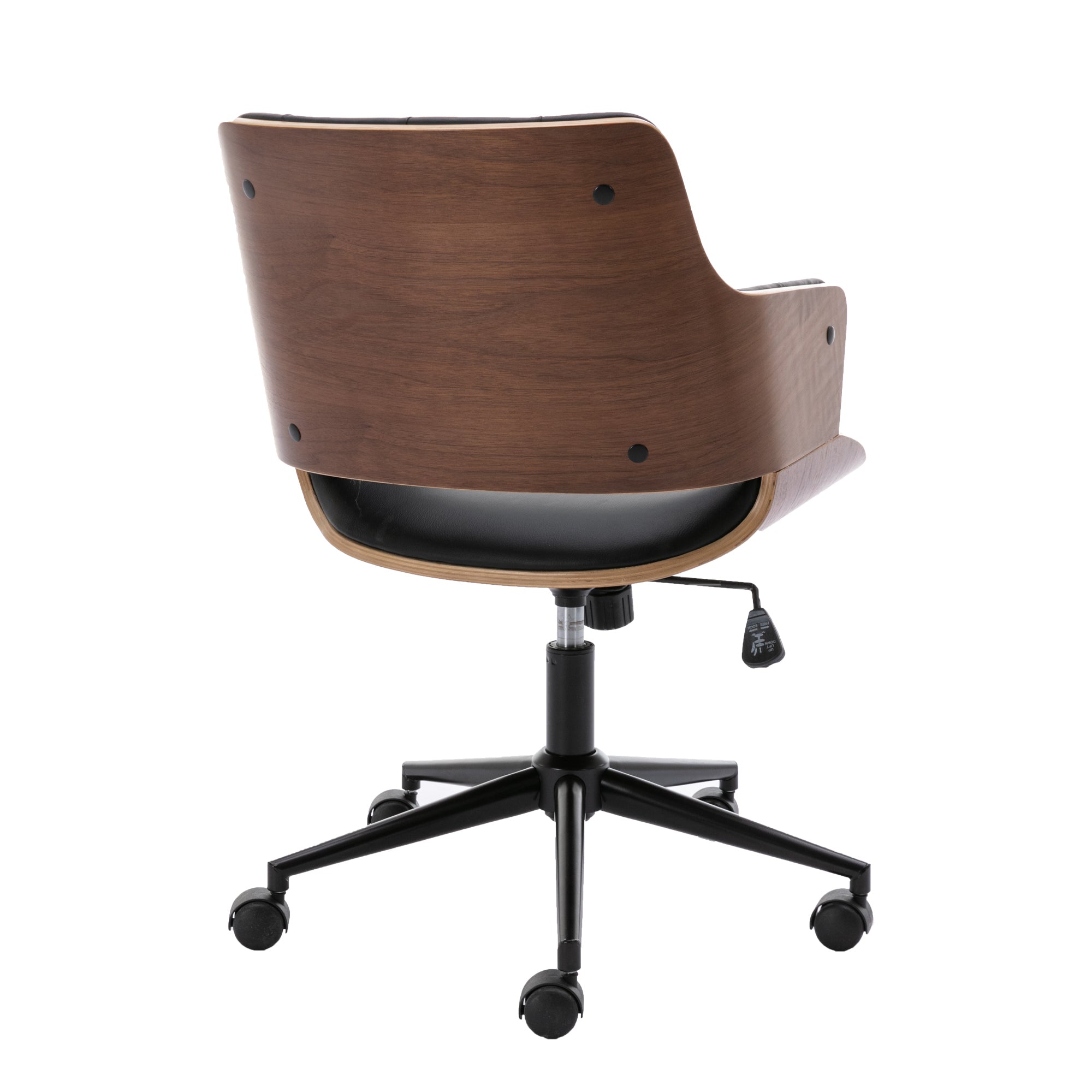 Bentwood Adjustable Office Chair, Black PU Leather Upholstery and Black Foot