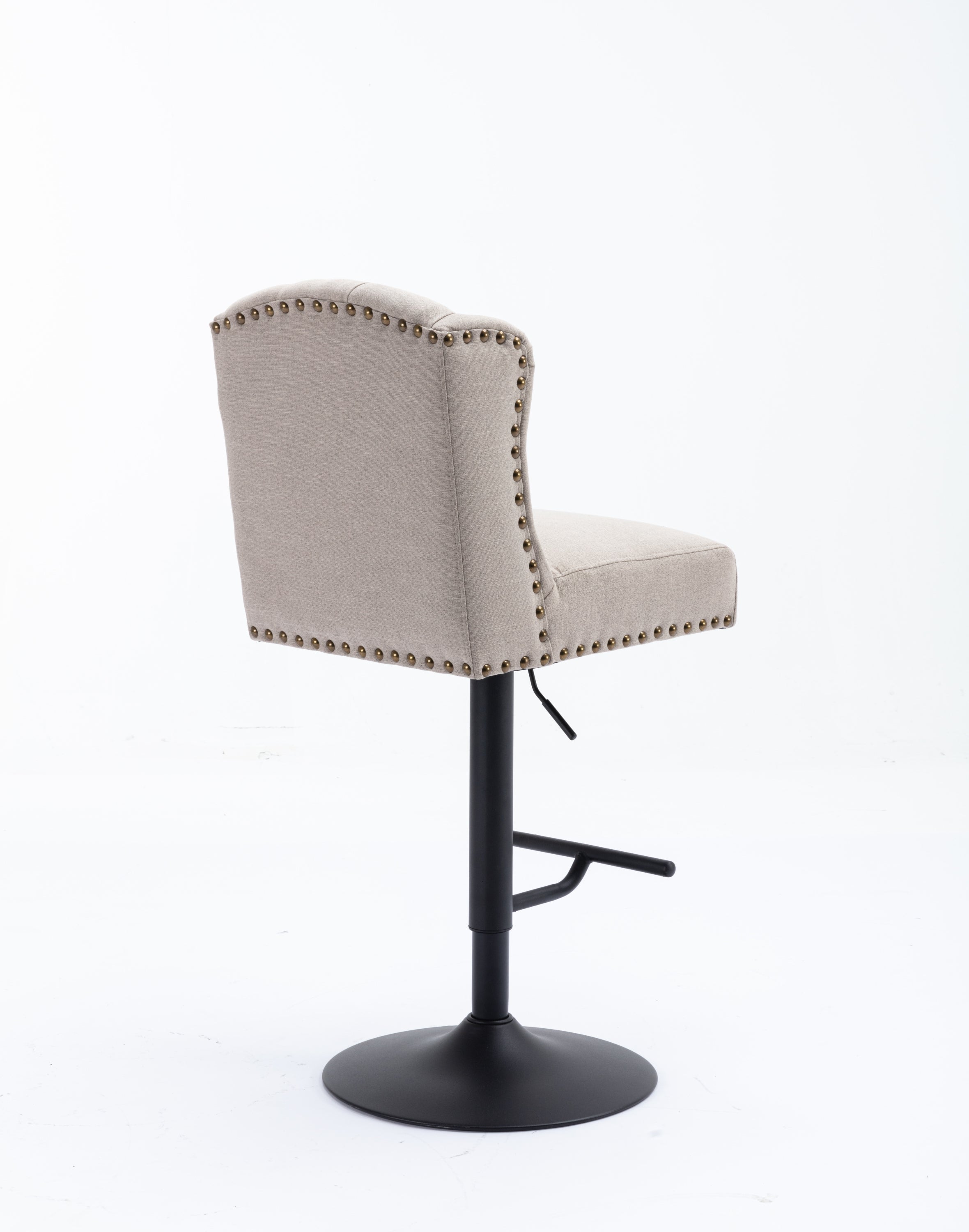 Modern Swivel Bar Stools Chair Adjustable Linen Upholstered Stool with Tufted Wing Back (Set of 2) - Cream