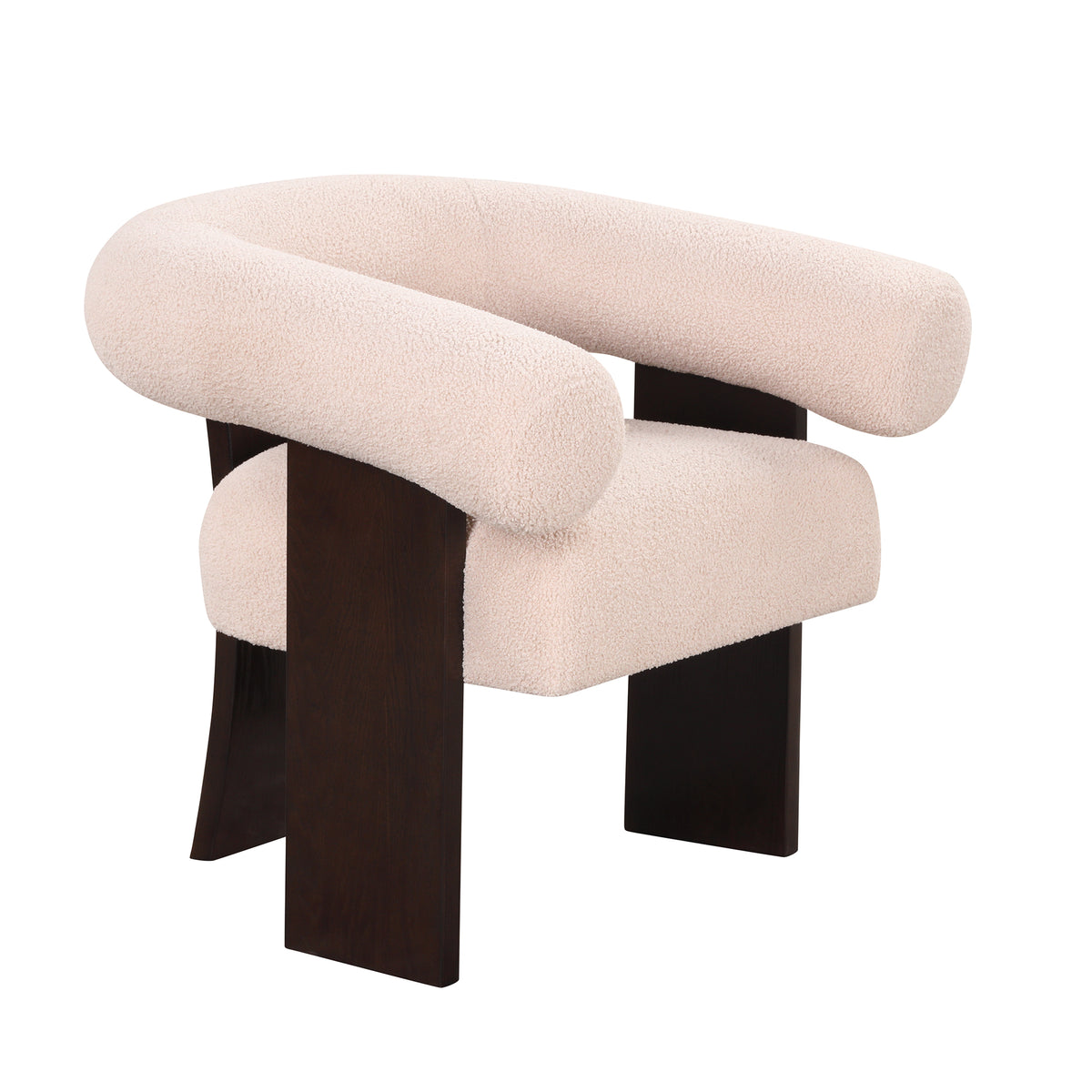 The Curved Wishbone Frame Accent Chair Teddy Velvet - Beige