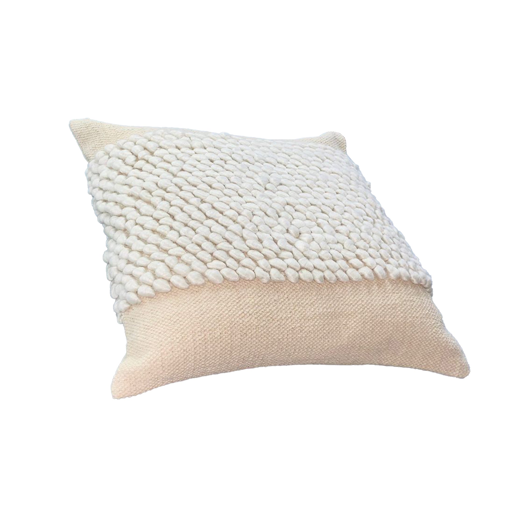 20x20" Square Cotton Accent Throw Pillow, Soft Banded Braided Patchwork - White, Cream