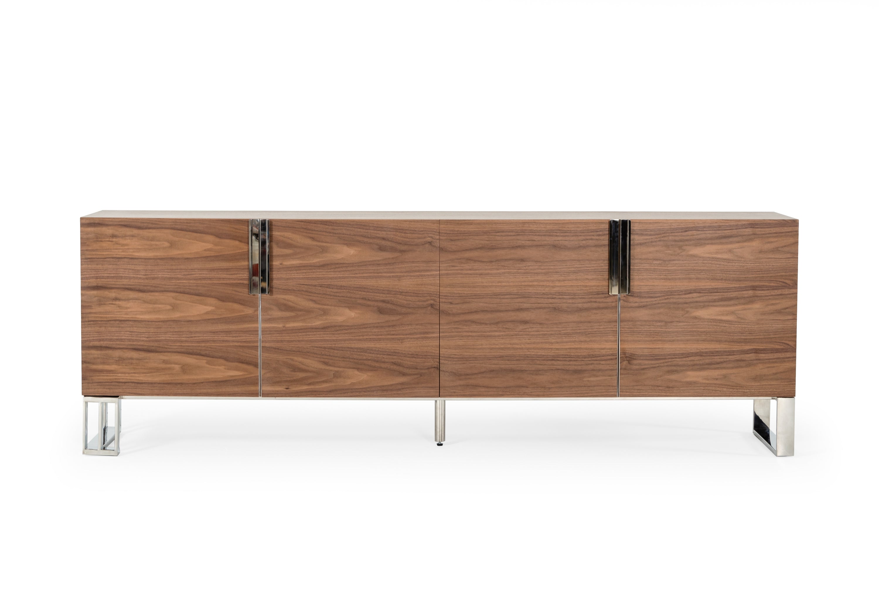 Modern Walnut & Stainless Steel Buffet