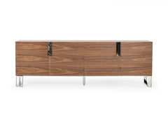 Modern Walnut & Stainless Steel Buffet