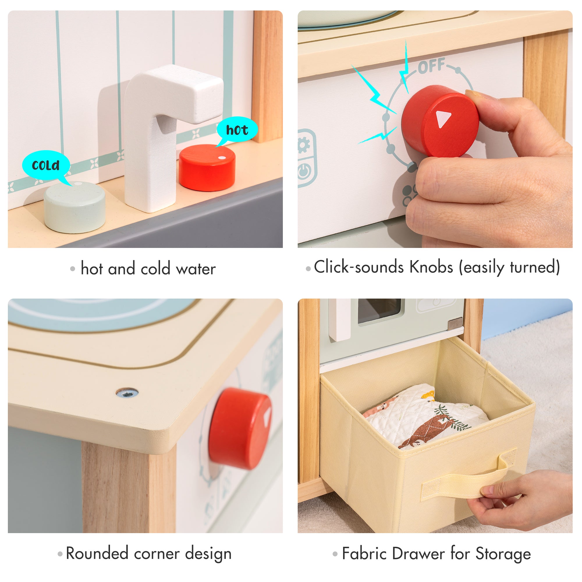 Modern Classic Wooden Pretend Play Kitchen Set for Kids Toddlers
